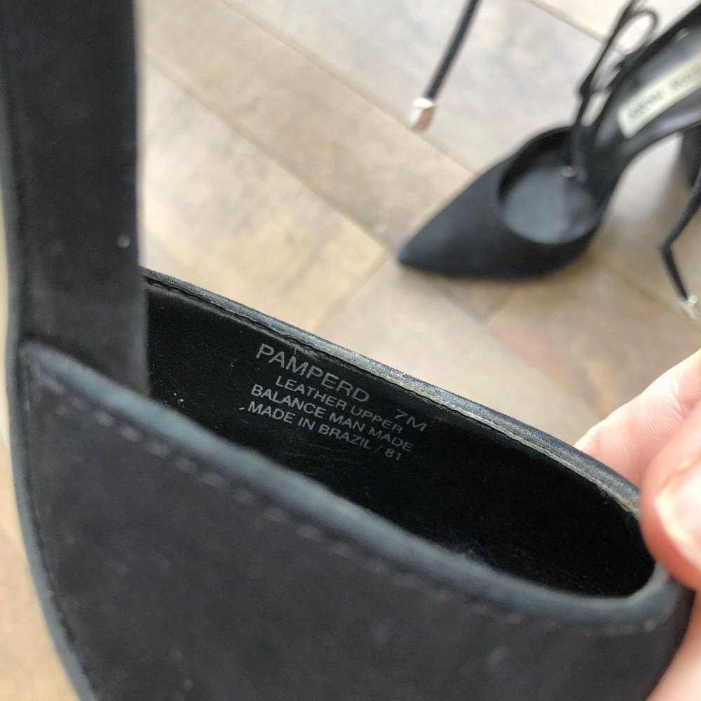 Steve Madden Black Suede Pamperd Lace-Up Pump Heel - Picture 6 of 9